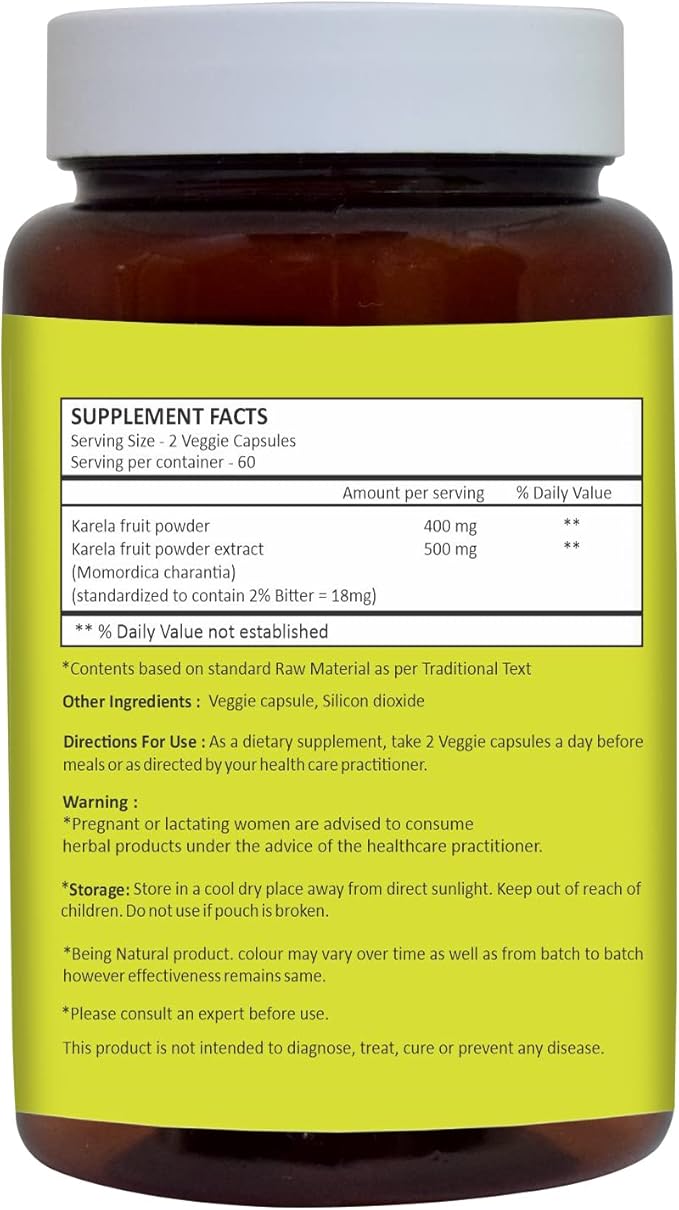 HERBAL HILLS Alfalfa Leaf Powder and Karela Capsule Pack of 2 Combo