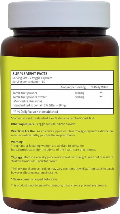 HERBAL HILLS Alfalfa Leaf Powder and Karela Capsule Pack of 2 Combo