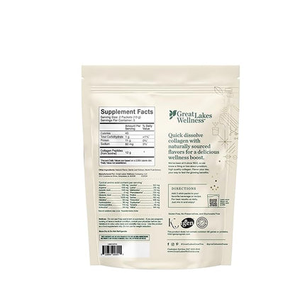Great Lakes Wellness Collagen Peptides Powder for Skin, Hair, Nails, Joints & Digestion - Variety Flavors - Quick Dissolve Hydrolyzed, Non-GMO, Kosher - 6 Sticks - Packaging May Vary