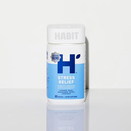 Habit Stress Relief Supplement (60 Capsules) - New Look, Supports Relaxation & Mood Balance, Vitamin B, Adaptogens, Lemon Balm, Calming, Vegan, Non-GMO (1 Pack)