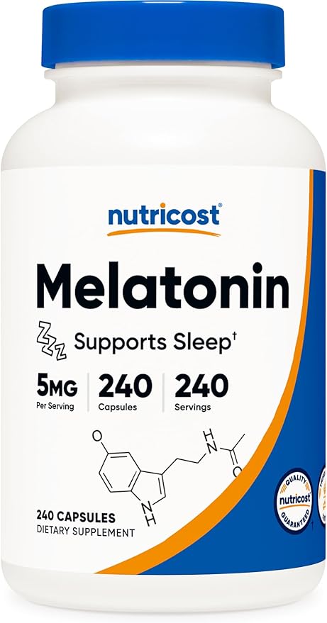 Nutricost Melatonin 5mg, 240 Capsules - 5mg Per Serving, Non-GMO, Gluten Free