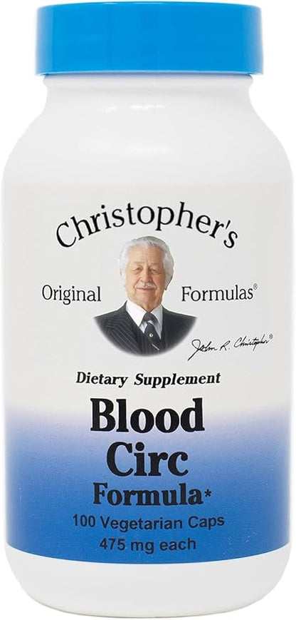 Christopher's Original Formulas Blood Circ Formula Capsules, Herbal Supplement for Cardiovascular & Circulatory Wellness, 100 Capsules