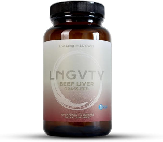 LNGVTY Grass Fed Beef Liver Capsules | Desiccatted Liver Supplement | 120 Pills, 750mg | Natural Iron, Vitamin A, B12 for Energy and Optimal Health | Humanely Pasture Raised Undefatted in New Zealand