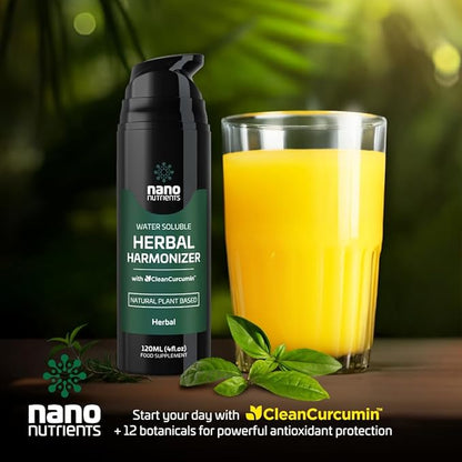 Herbal Harmonizer with CleanCurcumin(TM) - Multi Botanical Antioxidants Supplement - Water Soluble - Nano Curcumin - Holistic Wellness Defender - Healthy Drink Mix (4 fl.oz, Herbal)