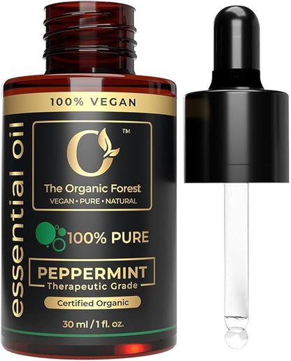 USDA Organic Peppermint Essential Oil - 100% Pure for Hair, Skin and Aromatherapy - Relaxation & Concentration - Non-GMO, Therapeutic Grade, Multipurpose Use