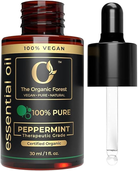 USDA Organic Peppermint Essential Oil - 100% Pure for Hair, Skin and Aromatherapy - Relaxation & Concentration - Non-GMO, Therapeutic Grade, Multipurpose Use