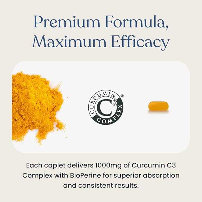 Better Way Health™ - Curcumin Extra Strength - Turmeric Curcumin C3® Complex + BioPerine® Black Pepper Extract - Promotes Joint & Immune Health - 1000mg/60 Caplets