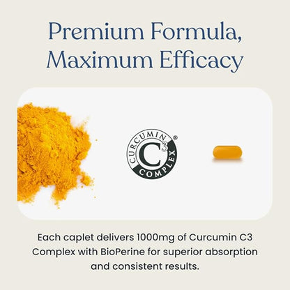 Better Way Health™ - Curcumin Extra Strength - Turmeric Curcumin C3® Complex + BioPerine® Black Pepper Extract - Promotes Joint & Immune Health - 1000mg/60 Caplets