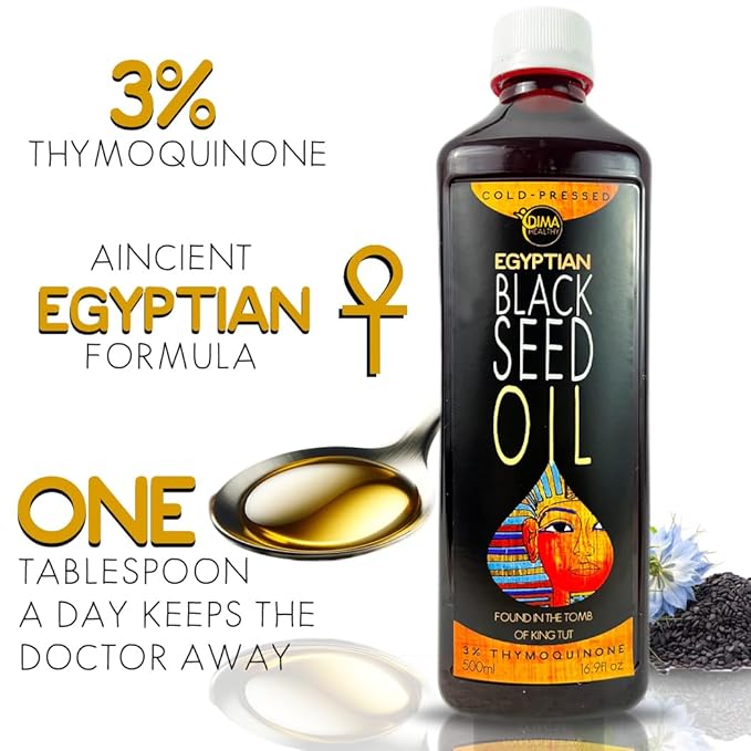 Cold-Pressed Egyptian Black Seed Oil with 3% Thymoquinone: Your Path to Natural Wellness [16.9 fl oz/500ml]…