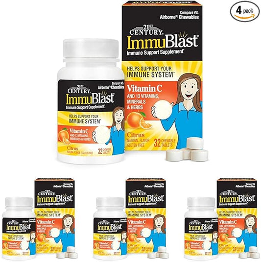 21st Century Immublast Chewable Tablets, Citrus 32 Count (Pack of 4)