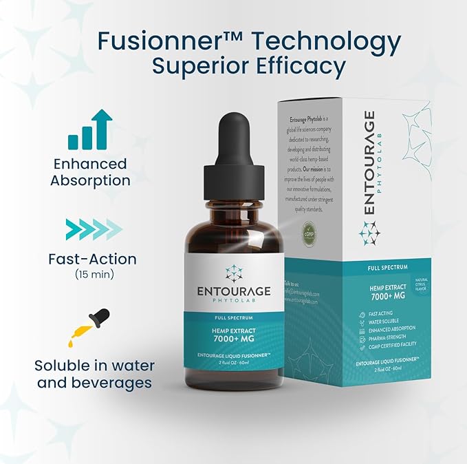Entourage Hemp Extract – 7000 mg | Ultra-Potent, Water Soluble, CO2 Extracted, Nanotechnology | Promotes Wellness and Balance