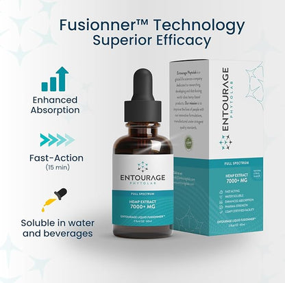 Entourage Hemp Extract – 7000 mg | Ultra-Potent, Water Soluble, CO2 Extracted, Nanotechnology | Promotes Wellness and Balance