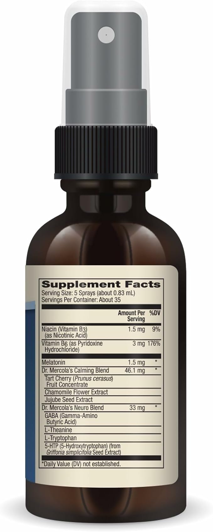 Dr. Mercola Sleep Support with Melatonin Spray - Supports Restful Sleep - Non-GMO, Gluten-Free & Soy-Free - Natural Raspberry Flavor - 0.98 fl oz (35 Servings)