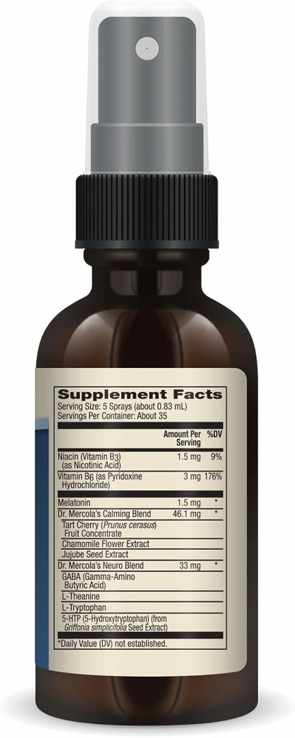Dr. Mercola Sleep Support with Melatonin Spray - Supports Restful Sleep - Non-GMO, Gluten-Free & Soy-Free - Natural Raspberry Flavor - 0.98 fl oz (35 Servings)
