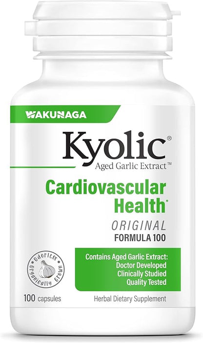 Kyolic Aged Garlic Extract Formula 100, Original Cardiovascular, 100 Capsules (Packaging May Vary)