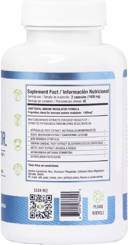 Immodulator - Adaptogenic Supplement for Well-Being, with Ginseng, Ashwagandha, Reishi Mushroom - Supports Stress Response, Mood Balance and Immune System Function (90 Capsules/700 mg)