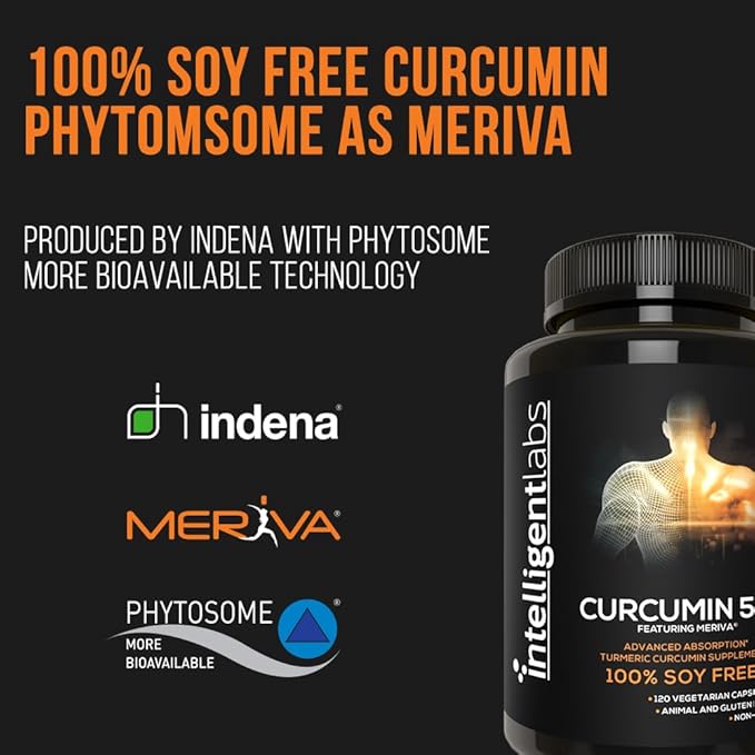 Intelligent Labs 500MG Meriva Curcumin Phytosome, 2900% Better Absorbed Than Ordinary Turmeric Curcumin 100% Soy Free, 120 Capsules Per Bottle
