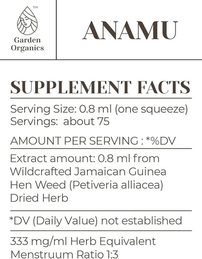 Anamu Alcohol-Free Natural Tincture Extract, Immune System Booster, Liquid Drops Made from 100% Wildcrafted Jamaican Guinea Hen Weed (Petiveria alliacea) Dried Herb (2 fl oz)