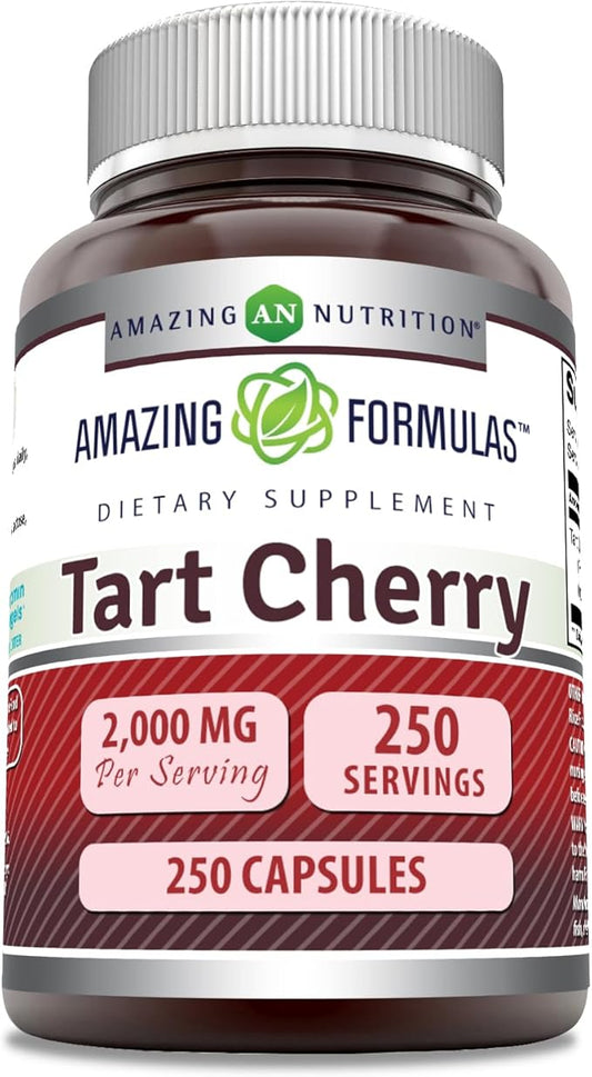 Amazing Formulas Tart Cherry Supplement | 2000 Mg Per Serving | Capsules Supplement | Non-GMO | Gluten Free | Made in USA (1 Pack, 250 Count)