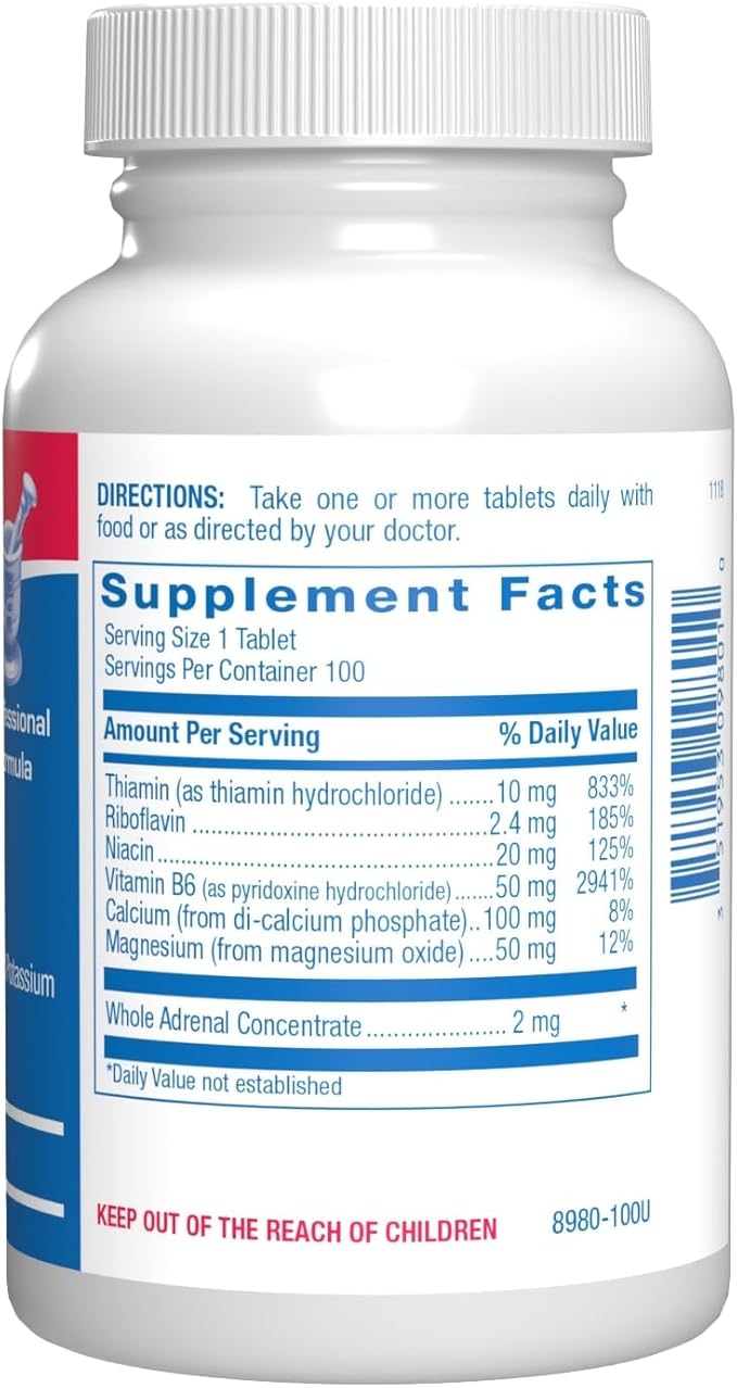 Calcium Magnesium B6 Supplement - Clinically Formulated Vitamin B6 50mg Complex for Energy Metabolism Krebs Cycle Heart Bone and Nerve Support with B1 B2 Niacin and Potassium (100 Servings)