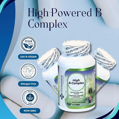 High B Complex Vitamins for Women with Riboflavin, Vitamin B2, B6, B12, B1, Vitamin B Complex Support Brain Health, Immune System, Hair, Skin & Nails Health, Bone, Joint & Energy Support - 100 Tablets