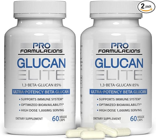 Glucan Elite – 85 Beta 1,3D Glucan 500mg – 60 vcaps – 85 Minimum Active 1,3 Linkage Ultra-Potency – Highest Bioavailability with BGF-Immune - 2 Pack