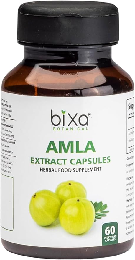 Amla Extract Capsule (Indian Gooseberry, Emblica officinalis) Ideal Vitamin C Supplement | Pure & Natural Super Food Supplement 450 MG Veg Capsules 60 Count (Pack of 1)