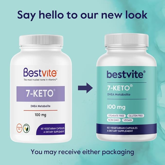 BESTVITE 7-Keto 100mg DHEA (60 Vegetarian Capsules) - No Stearates