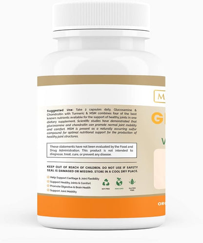 Glucosamine Chondroitin with Turmeric & MSM for Healthy Joints, 60 Veggie Capsules
