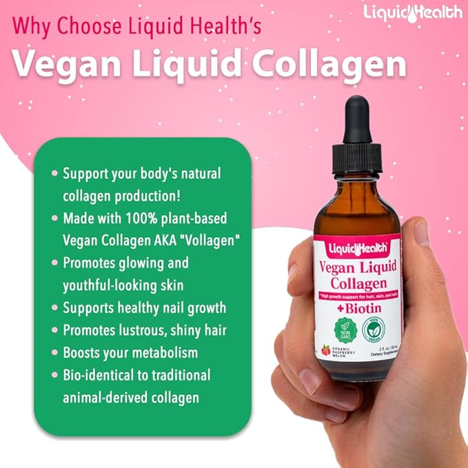 LIQUIDHEALTH Vegan Liquid Collagen Plus Biotin & Liquid Chlorophyll Droppers Bundle - Hair & Nail Growth, Skin Health, Internal Deodorizer, Stops Bad Breath, Reduces Appetite - Vegan, Non-GMO