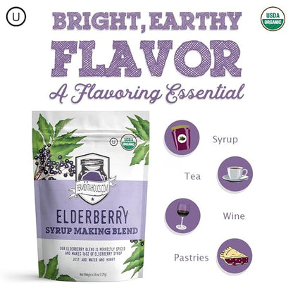 Fermentaholics | USDA Organic Dried Elderberry Syrup Making Blend - | Easily Make Your Own Elderberry Syrup or Tea! | All Natural Free of Chemicals |