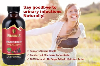 Immunia Urinary Health. Cranberry & Elderberry Concentrate for The Prevention of Urinary Infections. Natural. Delicious. 5 ml/Day. (1-Pack)