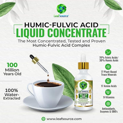 Humic Fulvic Acid Liquid 2oz Trace Minerals with Electrolytes Collagen Vitamins Superior Humic to Fulvic Ratio More Energy Gut Health Joint Health Immune Support Hydration 180 serv