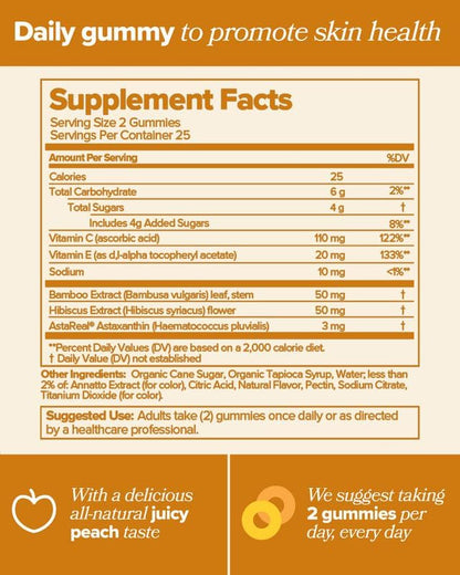 O Positiv RETRO Gummy Glowing Skin Vitamins for Collagen Production– Astaxanthin, Vitamin E, Bamboo Extract, Hibiscus & Vitamin C – Vegan Skin Gummies for Smooth Skin & Hydration, 50 Count (Pack of 1)