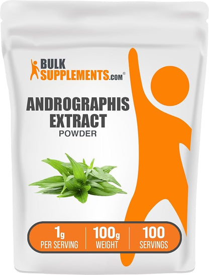 BulkSupplements.com Andrographis Extract Powder - Andrographis Paniculata, Herbal Supplement - Gluten Free, 1g per Serving, 100g (3.5 oz) (Pack of 1)