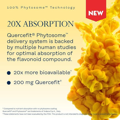 SOLARAY Quercetin Phytosome - 20X Absorption - Easy-to-Digest Antioxidants Supplement for Overall Health Support - Vegan and Made Without Soy - 60-Day Guarantee - 30 Servings, 30 VegCaps
