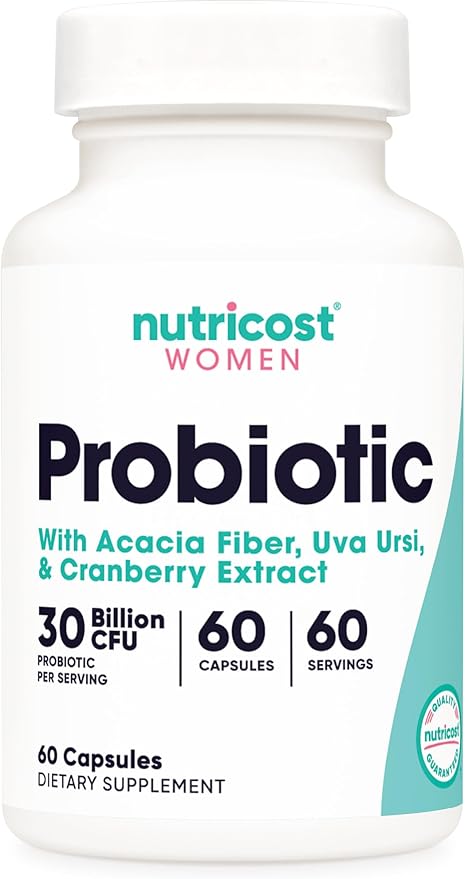 Nutricost Probiotic for Women 30 Billion CFU, 60 Capsules - Complex with Acacia Fiber, Uva Ursi & Cranberry Extract, Non-GMO & Gluten Free