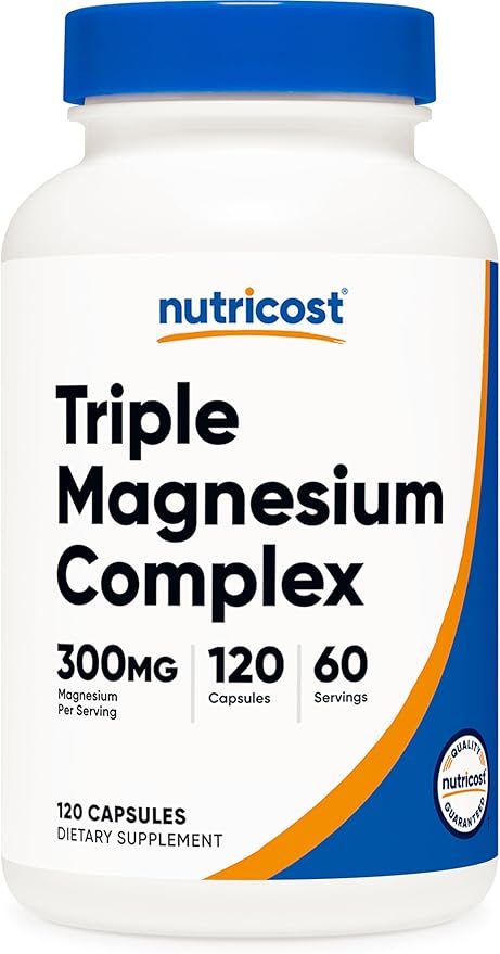 Nutricost Triple Magnesium Complex (300mg, 120 Capsules) - from Di-Magnesium Malate, Bisglycinate and Citrate, 60 Servings