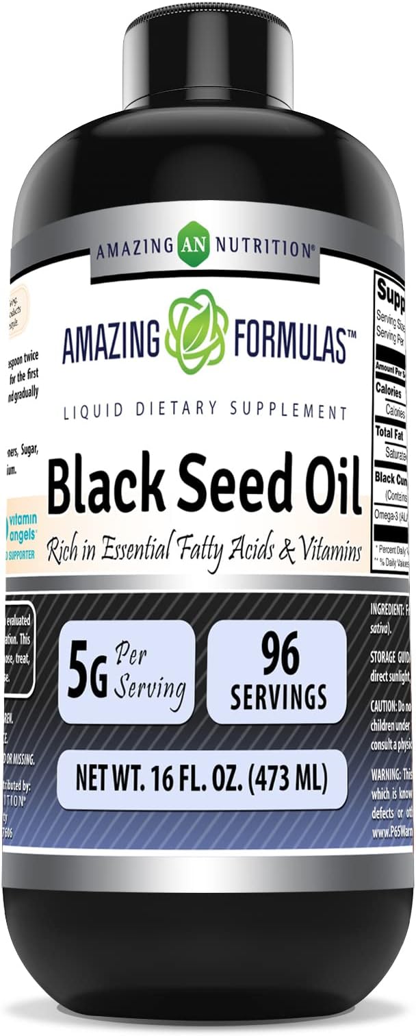 Amazing Formulas Black Seed Oil 16 oz | Natural Cold Pressed Black Cumin Seed Oil from 100% Genuine Nigella Sativa | Non-GMO | Gluten Free