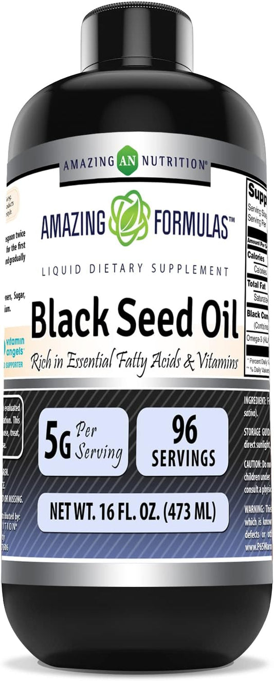 Amazing Formulas Black Seed Oil 16 oz | Natural Cold Pressed Black Cumin Seed Oil from 100% Genuine Nigella Sativa | Non-GMO | Gluten Free