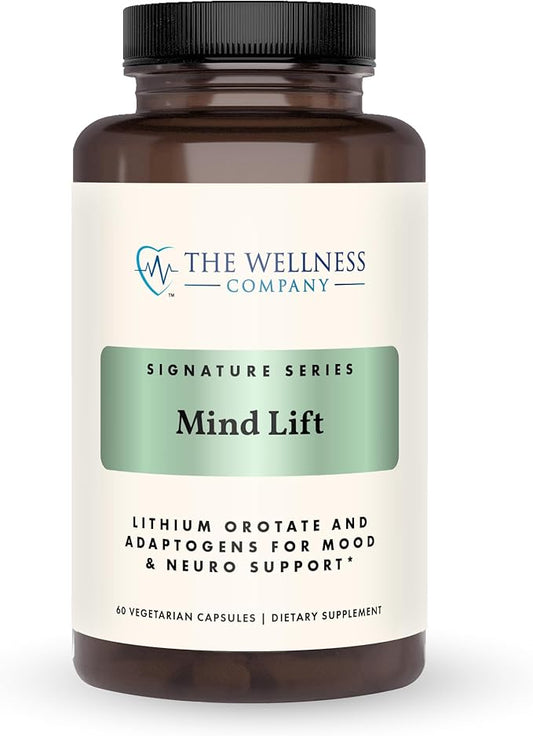 The Wellness Company Mind Lift | 60 Capsules (1 Month Supply) | Supports Healthy Mood with Lithium, Ashwagandha, DHA, and GABA | Non-GMO, Gluten-Free | Stress Management and Cognitive Support
