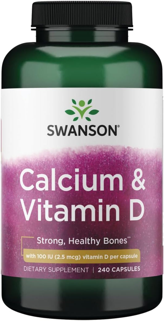 Swanson Calcium Citrate Calcium Carbonate Complex with Vitamin D Bone Muscle Nerve Health Blood Pressure Immune System Support Mineral Supplement 240 Capsules (Caps)