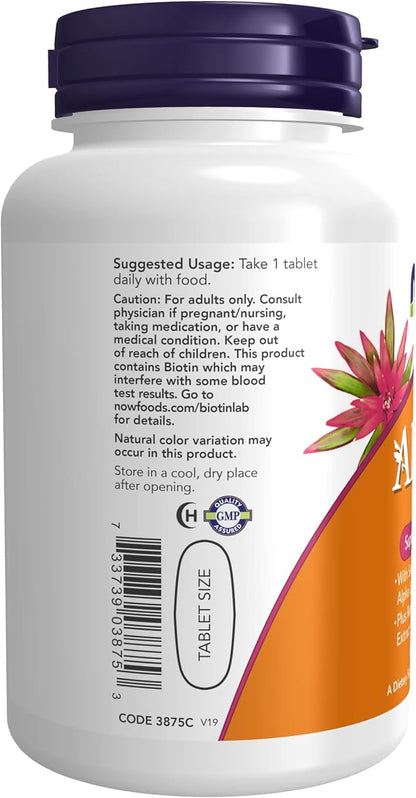NOW Supplements, ADAM™ Men's Multivitamin with Saw Palmetto, Lycopene, Alpha Lipoic Acid and CoQ10, Plus Natural Resveratrol & Grape Seed Extract, 60 Tablets (Pack of 2)
