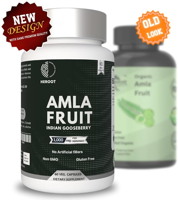 Organic Amla Capsules – Natural Vitamin C Supplement for Immunity, Skin, and Hair Health – 60 Capsules