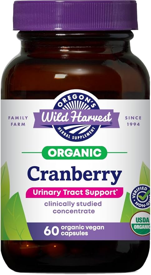Oregon's Wild Harvest Non-GMO Gluten-Free Cranberry, Organic Herbal Supplements, 60 Count