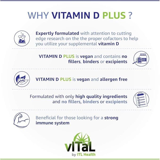 Vegan Vitamin D3 Plus with Magnesium, B12, K2 - High Potency Food-Based Immune Support, Bone Health & Mood Balance Supplement - 60 Easy-to-Swallow Capsules for Adults and Kids