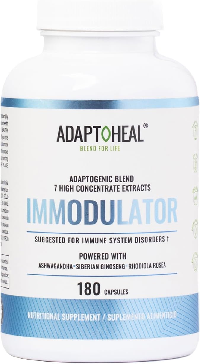 Immodulator - Adaptogenic Supplement for Well-Being, with Ginseng, Ashwagandha, Reishi Mushroom - Supports Stress Response, Mood Balance and Immune System Function (180 Capsules/700 mg)