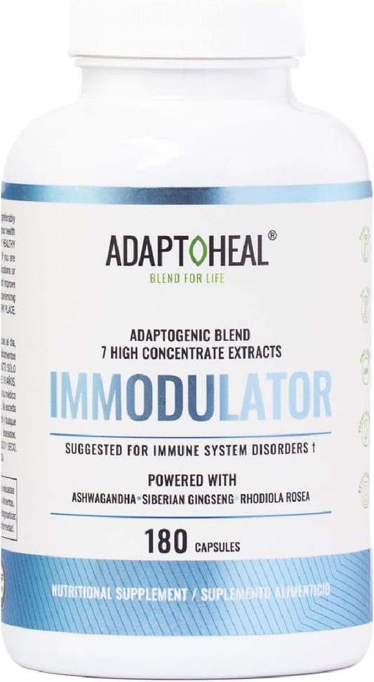 Immodulator - Adaptogenic Supplement for Well-Being, with Ginseng, Ashwagandha, Reishi Mushroom - Supports Stress Response, Mood Balance and Immune System Function (180 Capsules/700 mg)