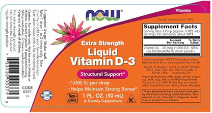 NOW Foods Liquid Vitamin D3 Extra Strength - 1000 IU - 1 fl oz