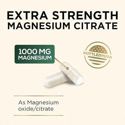 Magnesium Supplement (Citrate Oxide) 1000mg for Best Absorption, Supports Bone, Heart Health, Nerves, Muscles & Metabolism, Nature's Pure Magnesio Vitamin Pills, Bottled in USA, 180 Capsules